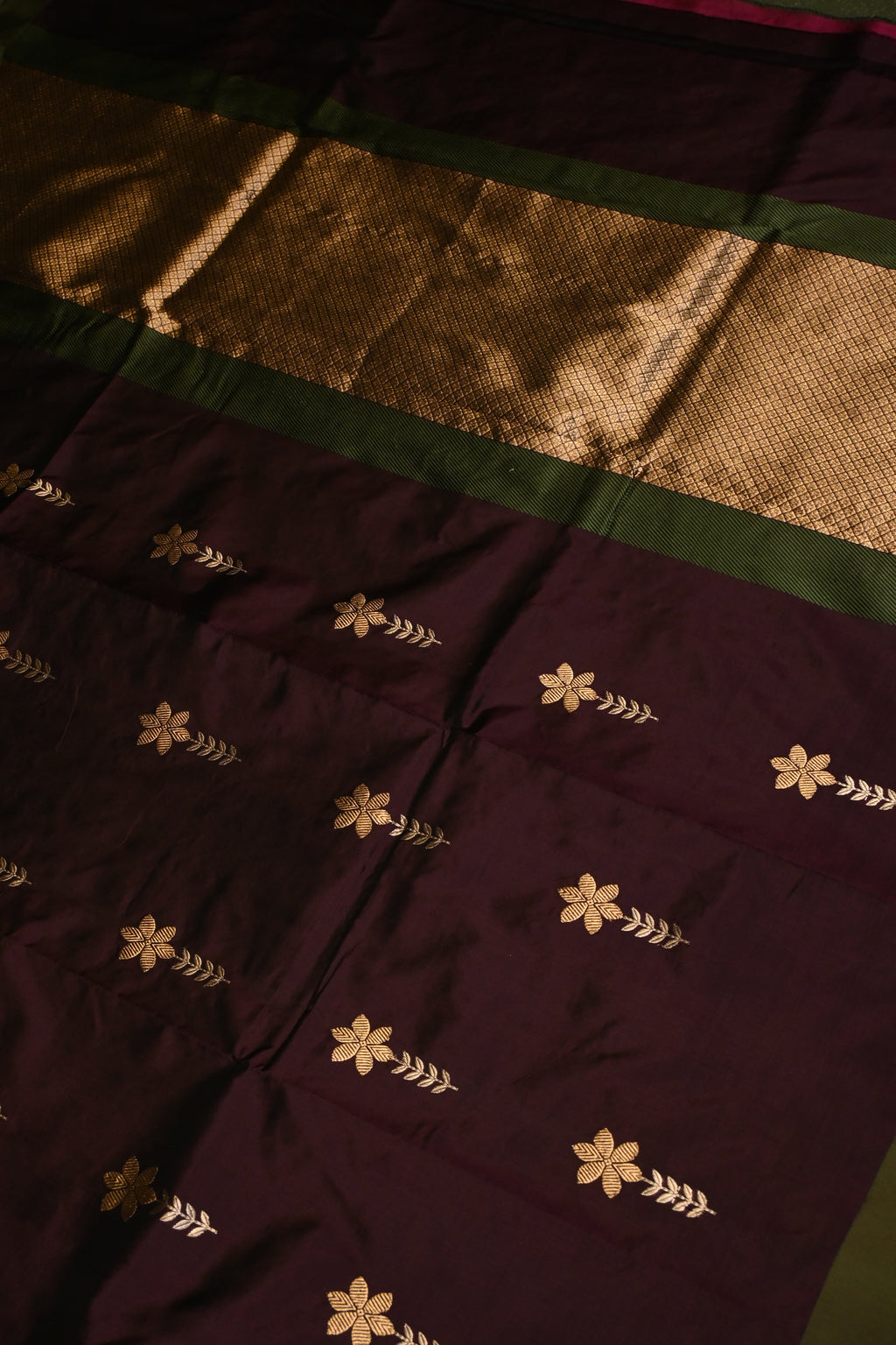 Handwoven Wine Banarasi Katan Silk Saree