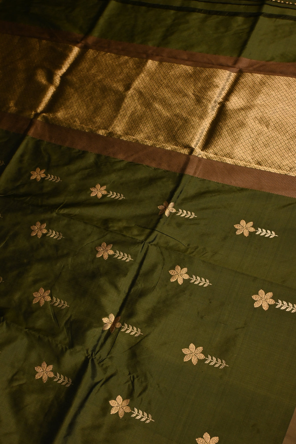 Handwoven Green Banarasi Katan Silk Saree