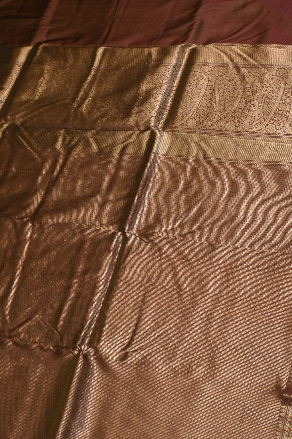 Handwoven Rose Gold Banarasi Katan Silk Saree