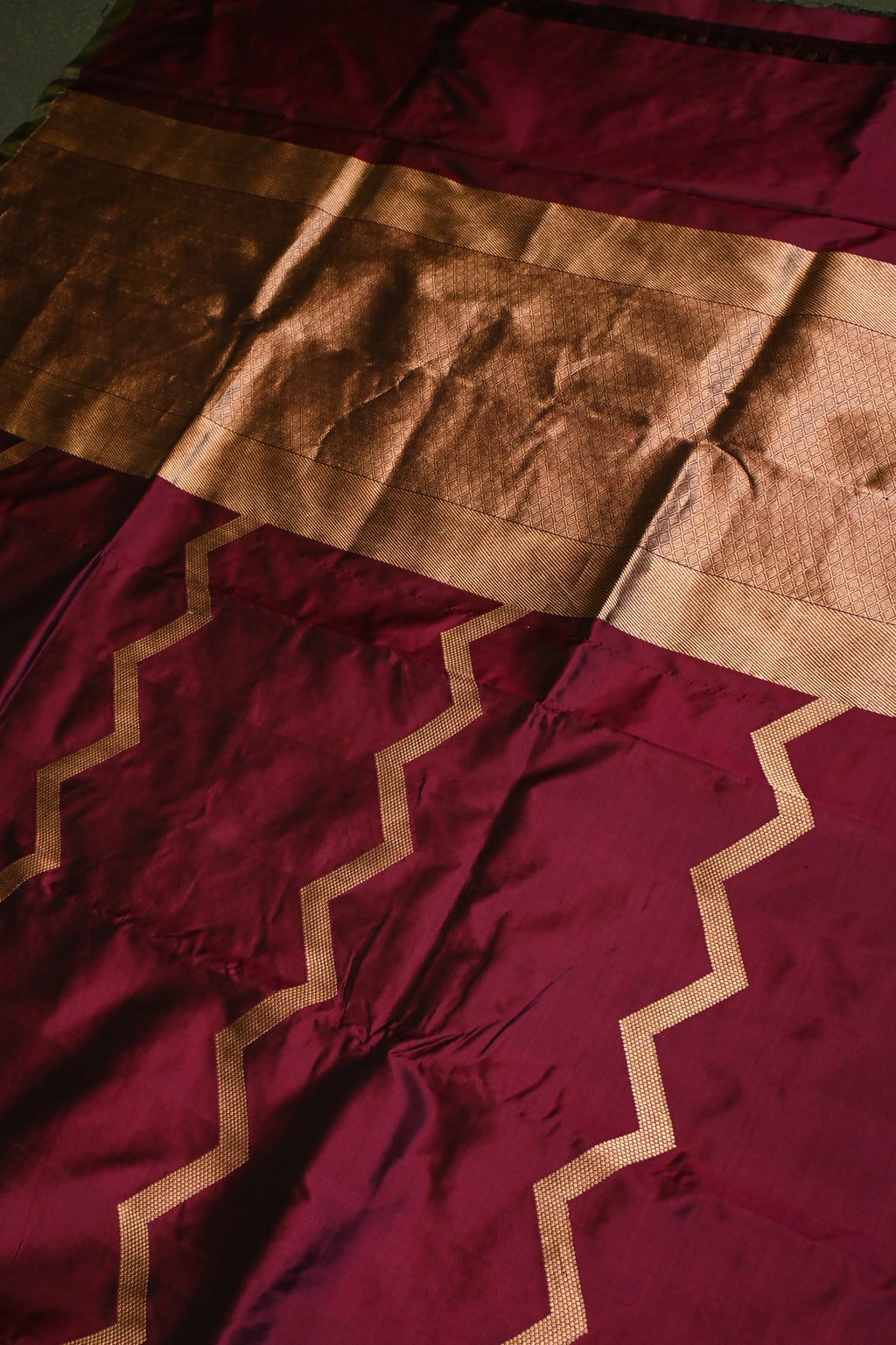 Handwoven Wine Banarasi Katan Silk Saree