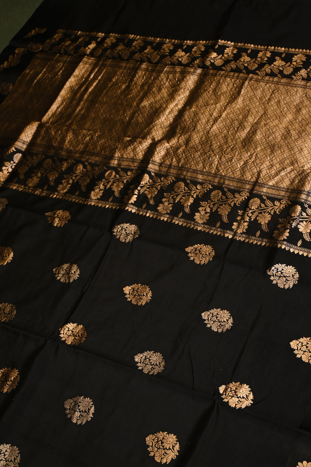 Handwoven Black Banarasi Katan Silk Saree