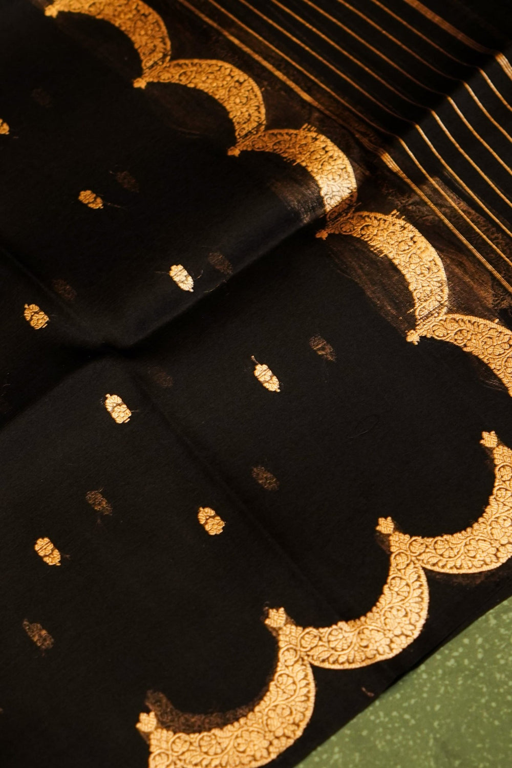 Handwoven Black Banarasi Moonga Silk Suit