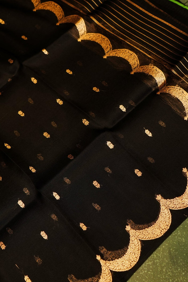 Handwoven Black Banarasi Moonga Silk Suit