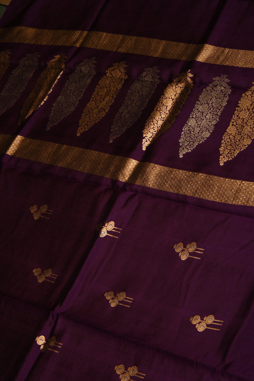 Handwoven Purple Banarasi Katan Soft Silk Saree