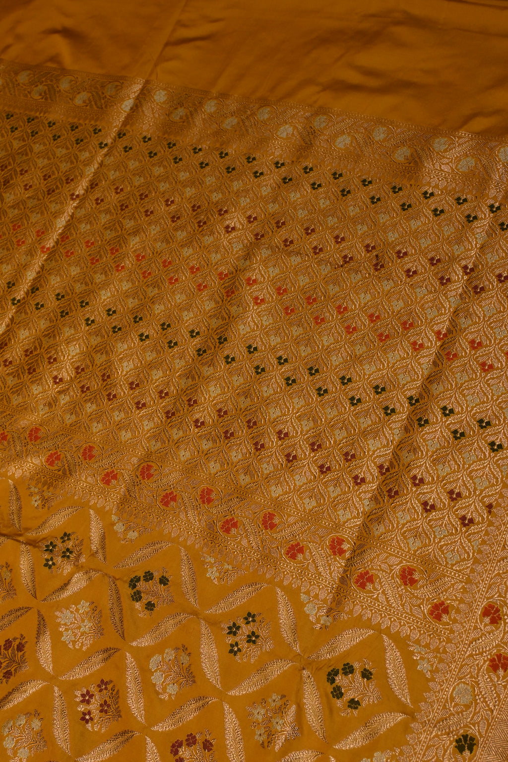 Handwoven Yellow Banarasi Katan Silk Saree