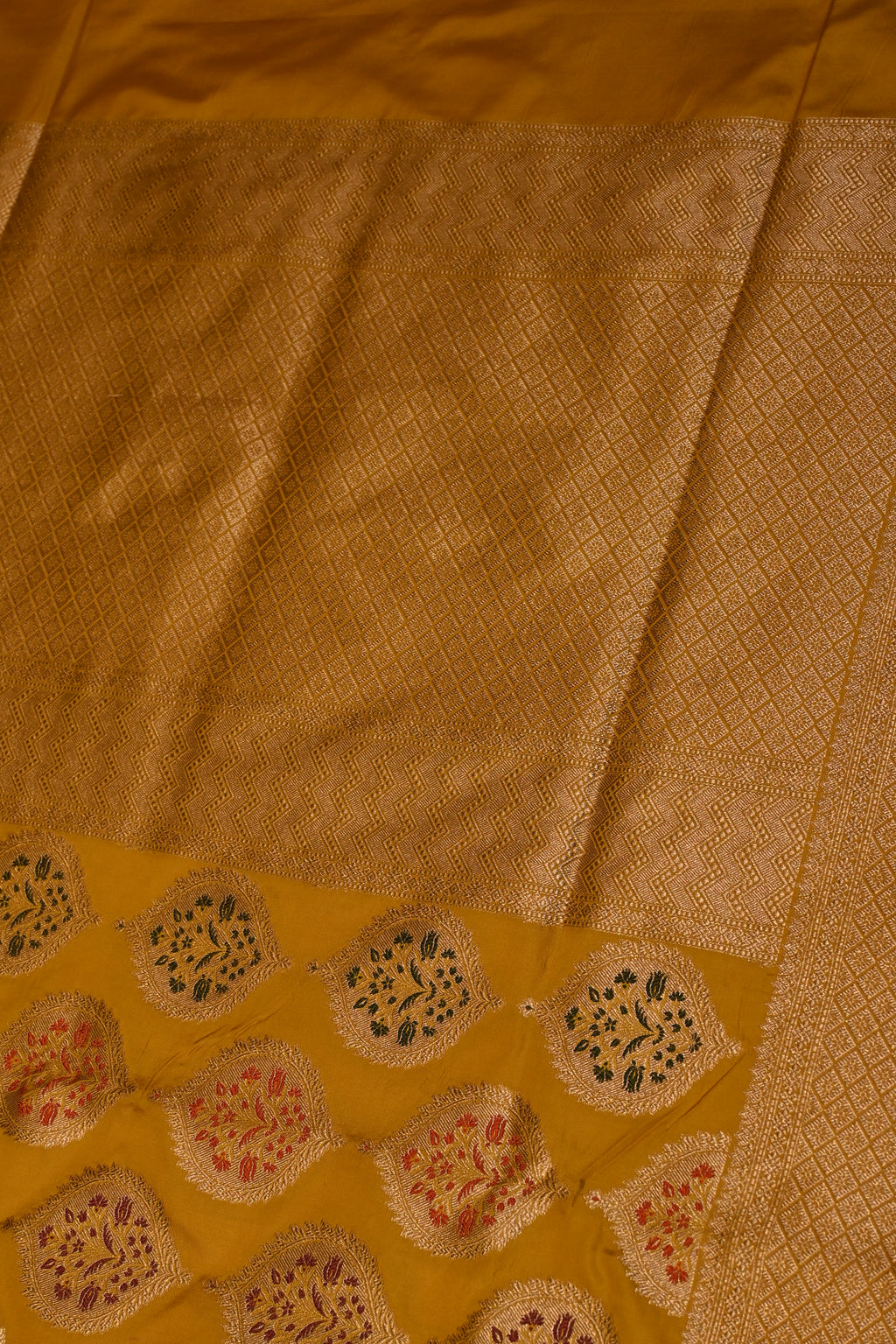 Handwoven Yellow Banarasi Katan Silk Saree