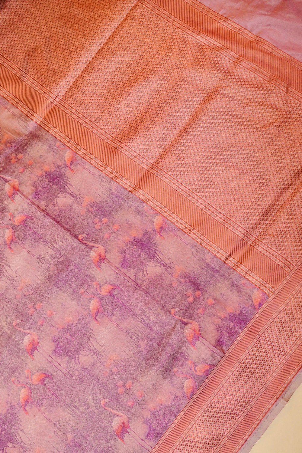 Handwoven Peach Banarasi Organza Katan Silk Saree
