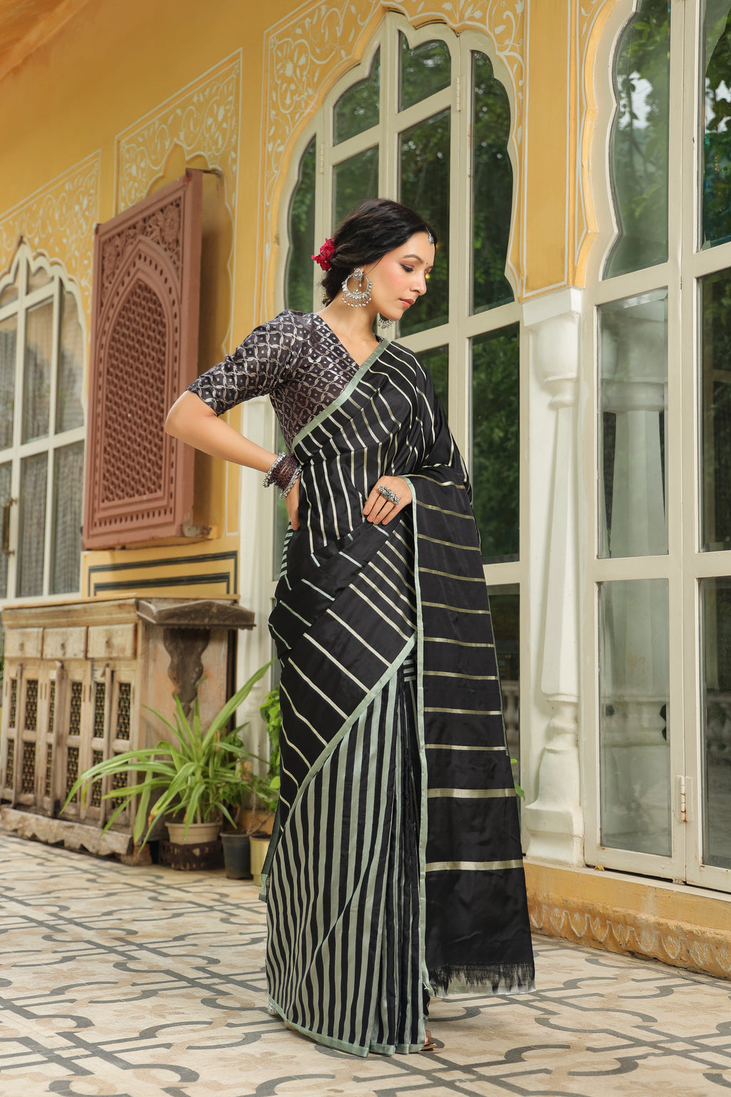 Handwoven Black Banarasi Katan Soft Silk Saree