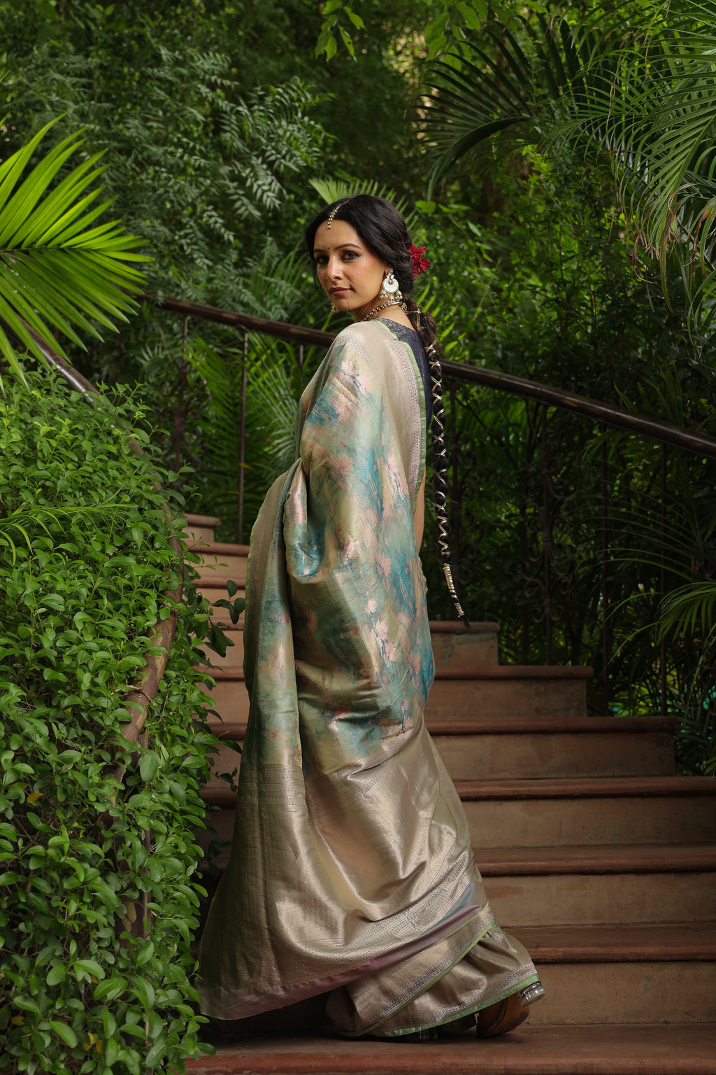 Handwoven Light Green Banarasi Katan Silk Saree