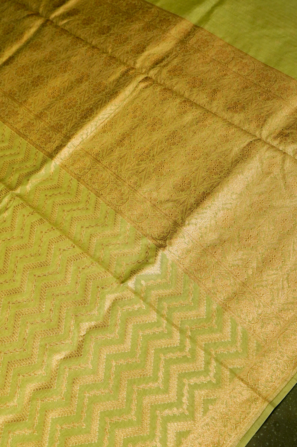 Handwoven Green Banarasi Cotton Silk Saree