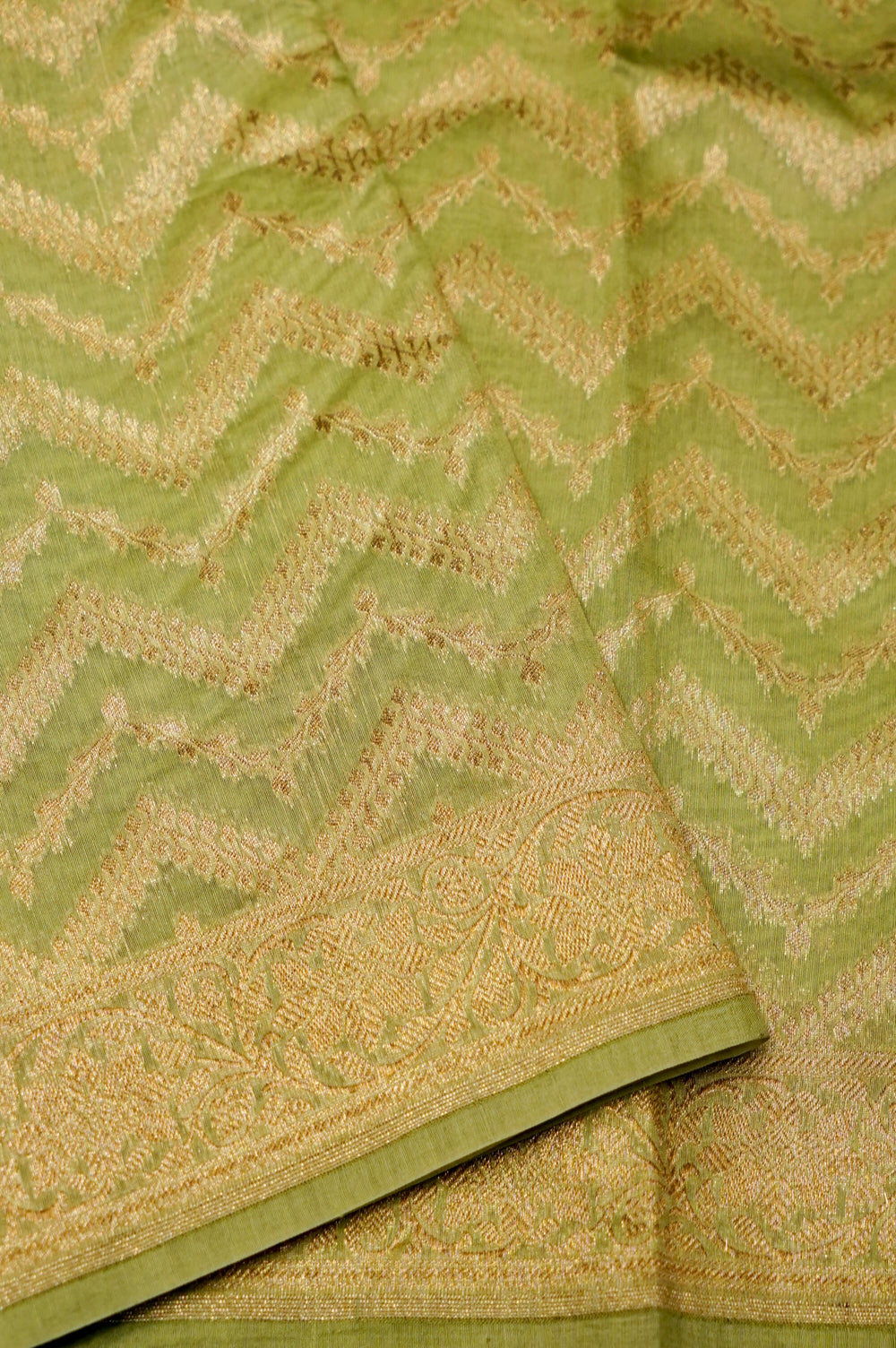 Handwoven Green Banarasi Cotton Silk Saree