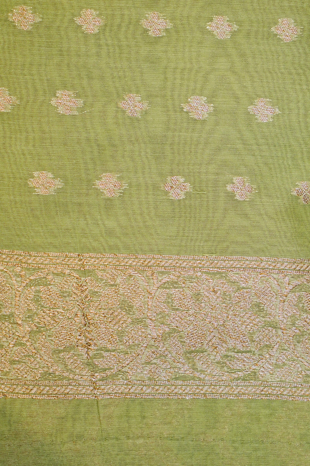 Handwoven Green Banarasi Cotton Silk Saree