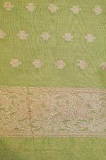 Handwoven Green Banarasi Cotton Silk Saree