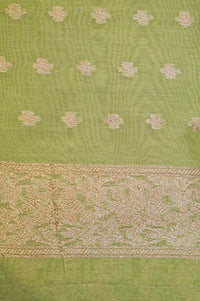 Handwoven Green Banarasi Cotton Silk Saree