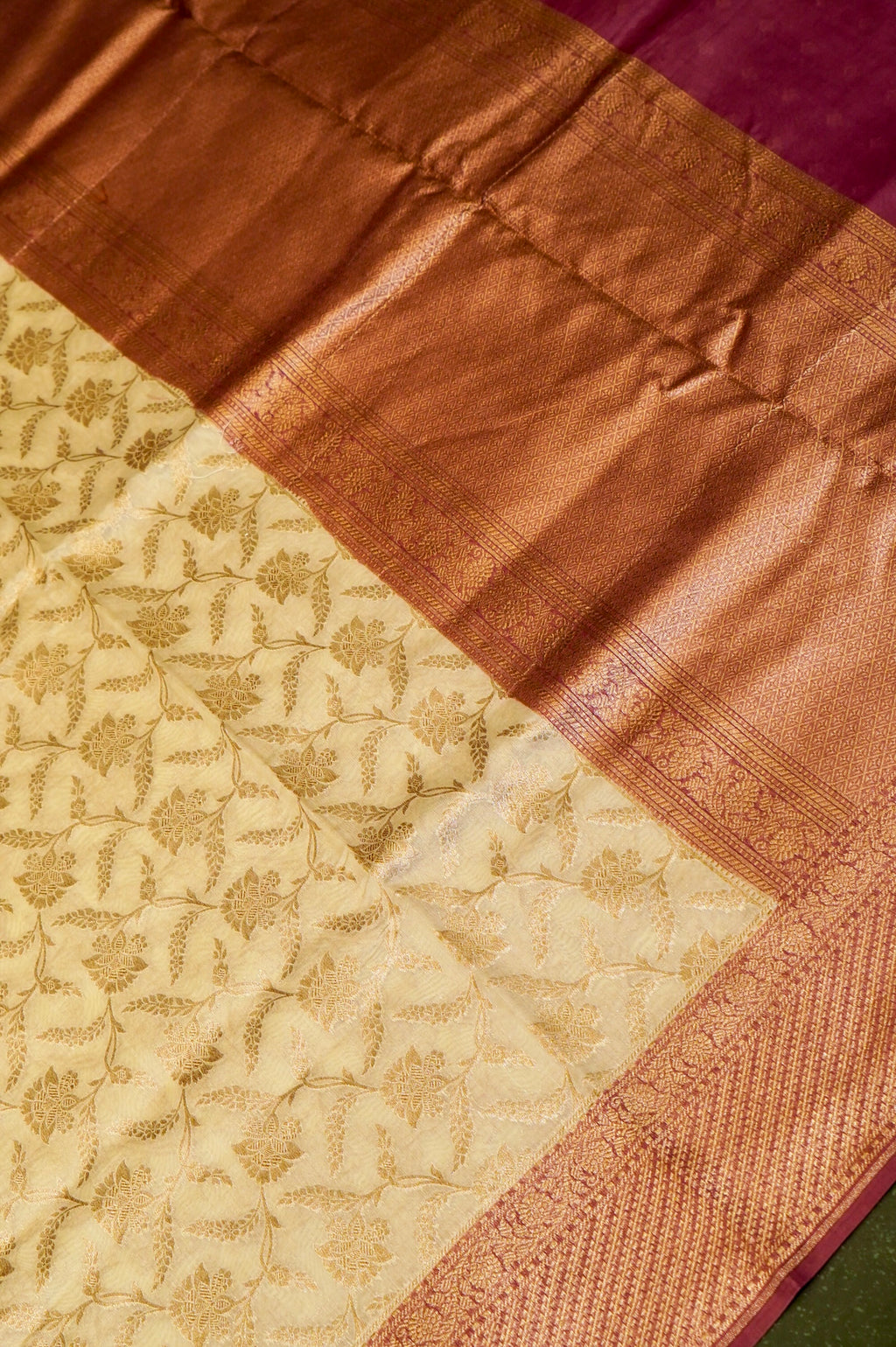 Handwoven Off White Banarasi Cotton Silk Saree