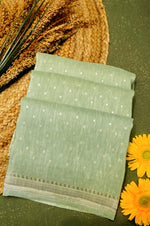 Handwoven Pista Green Banarasi Linen Silk Saree