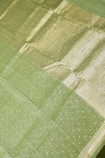 Handwoven Pista Green Banarasi Linen Silk Saree