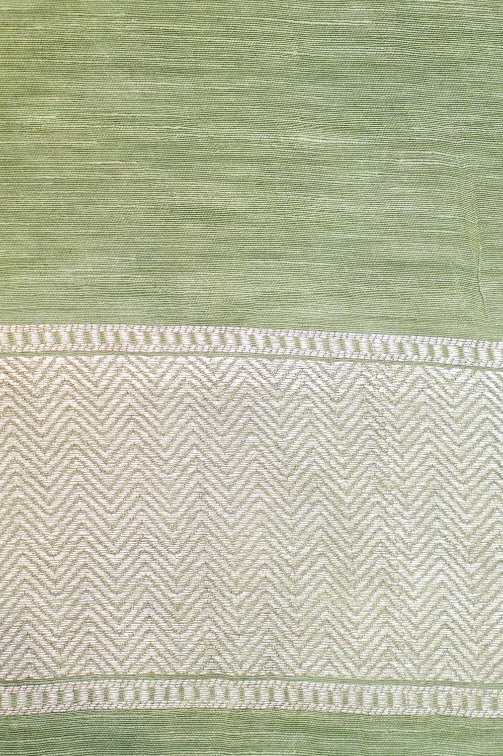 Handwoven Pista Green Banarasi Linen Silk Saree