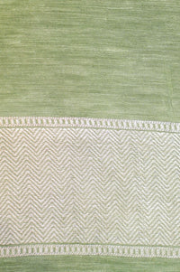 Handwoven Pista Green Banarasi Linen Silk Saree