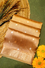 Handwoven Golden Banarasi Tissue Silk Saree