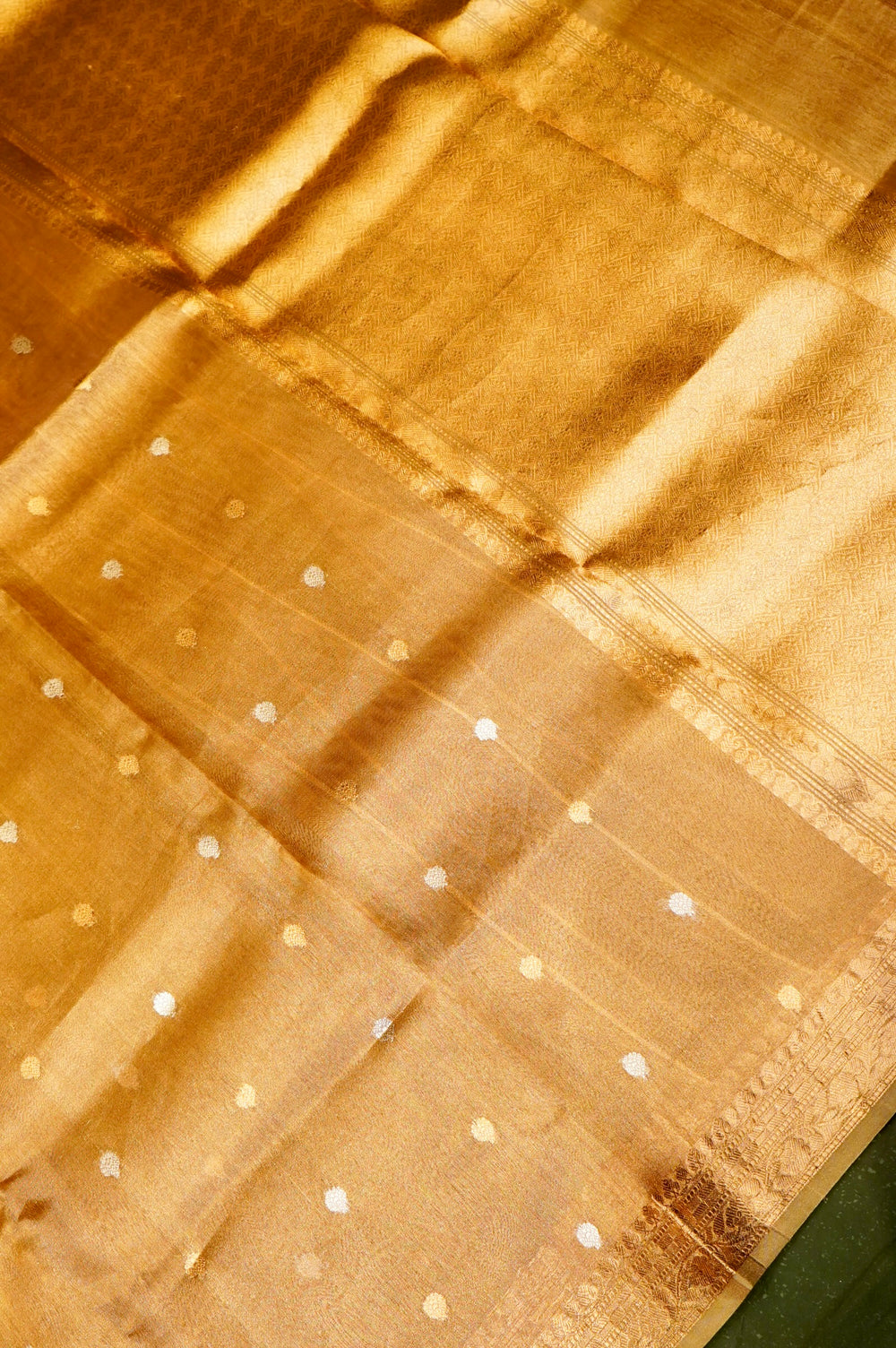 Handwoven Golden Banarasi Tissue Silk Saree