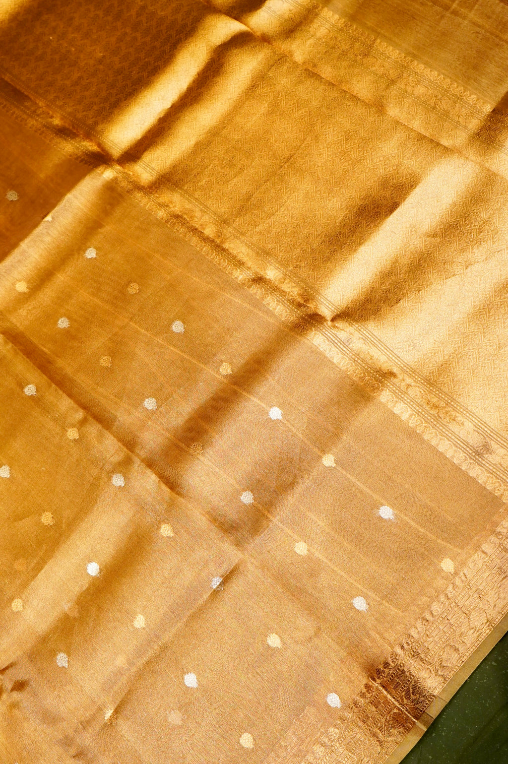 Handwoven Golden Banarasi Tissue Silk Saree