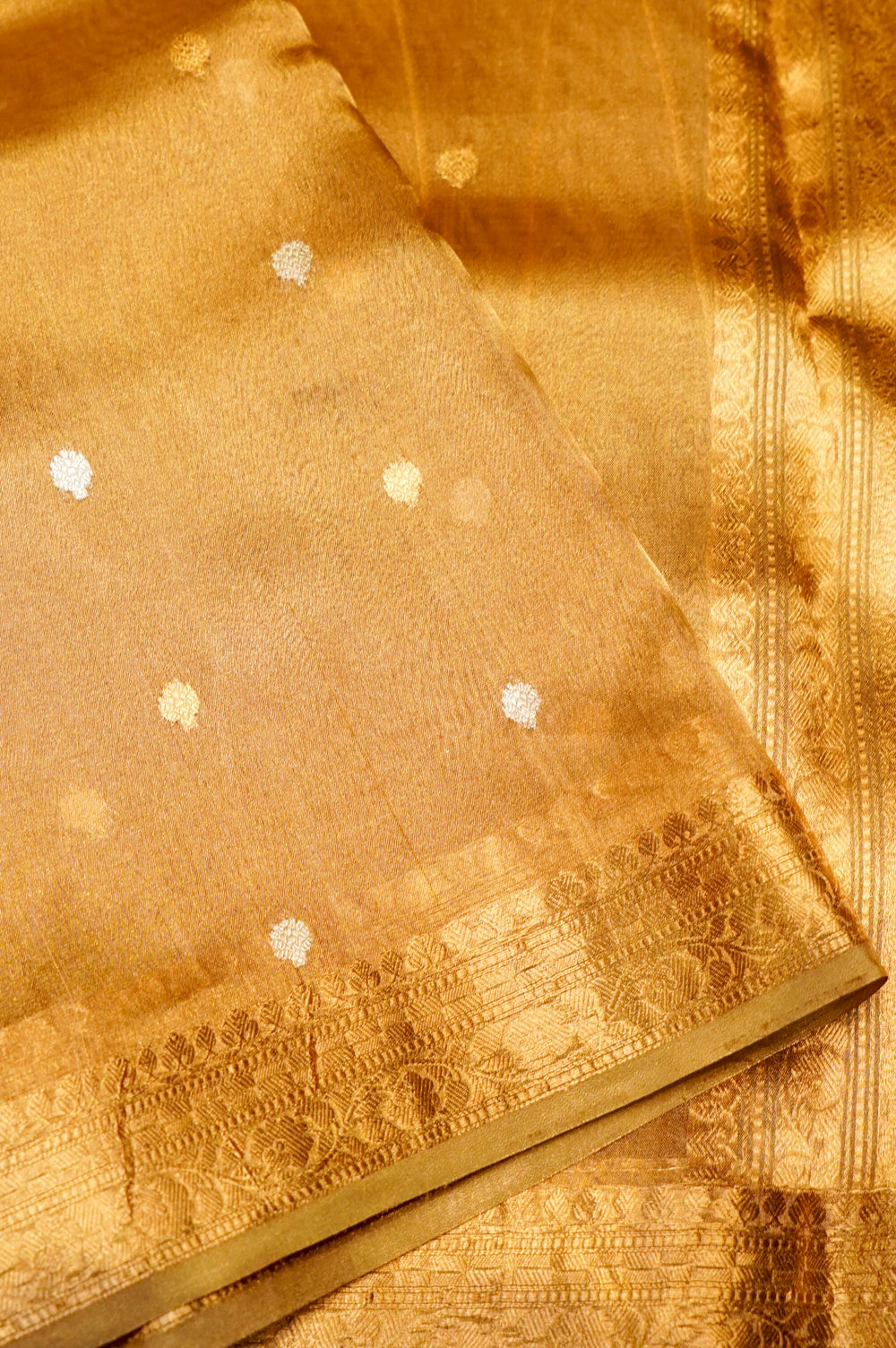 Handwoven Golden Banarasi Tissue Silk Saree