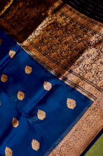 Handwoven Navy Blue Banarasi Organza Saree