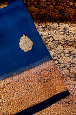 Handwoven Navy Blue Banarasi Organza Saree