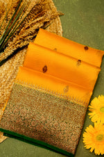 Handwoven Yellow Banarasi Organza Saree