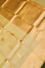 Handwoven Pastel Yellow Banarasi Organza Saree