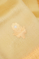 Handwoven Pastel Yellow Banarasi Organza Saree