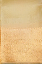 Handwoven Pastel Yellow Banarasi Organza Saree