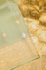 Handwoven Pastel Green Banarasi Organza Saree
