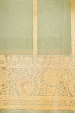 Handwoven Pastel Green Banarasi Organza Saree