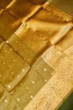 Handwoven Olive Green Banarasi Organza Saree