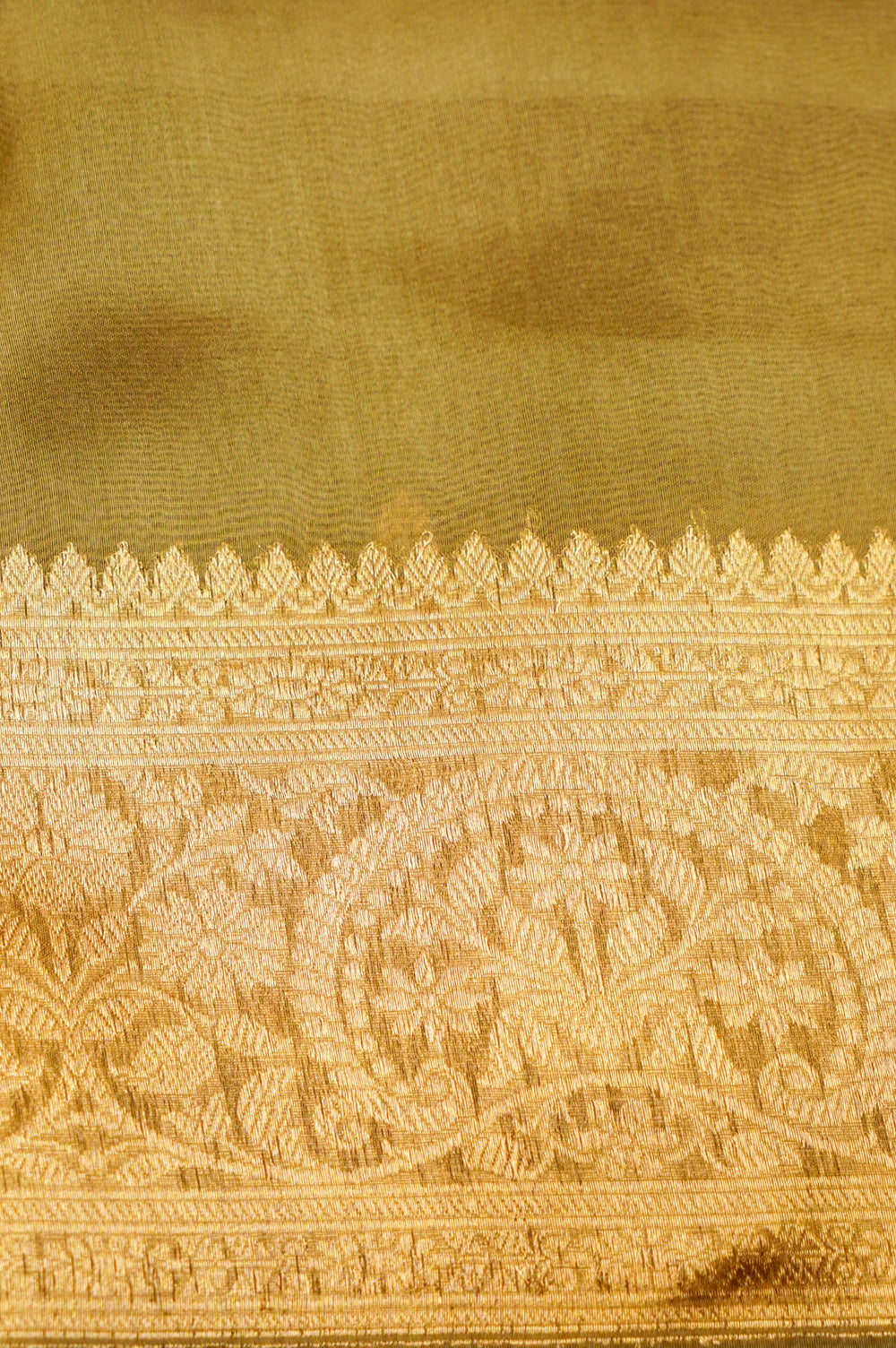 Handwoven Olive Green Banarasi Organza Saree