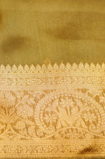 Handwoven Olive Green Banarasi Organza Saree