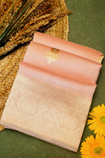 Handwoven Peach Banarasi Organza Saree