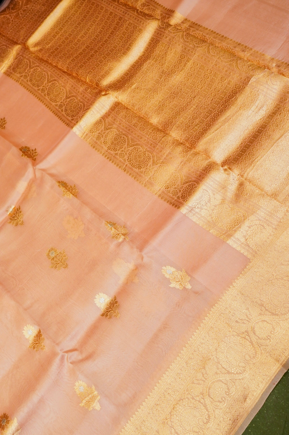 Handwoven Peach Banarasi Organza Saree