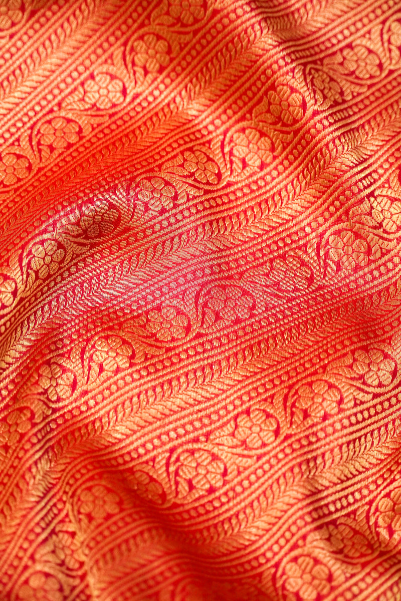 Handwoven Banarsi Regal Red Katan Silk Saree