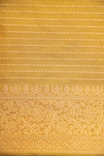 Handwoven Golden Yellow Kora Silk Saree
