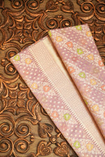 Handwoven Light Pink Kora Silk Saree