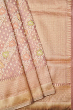 Handwoven Light Pink Kora Silk Saree