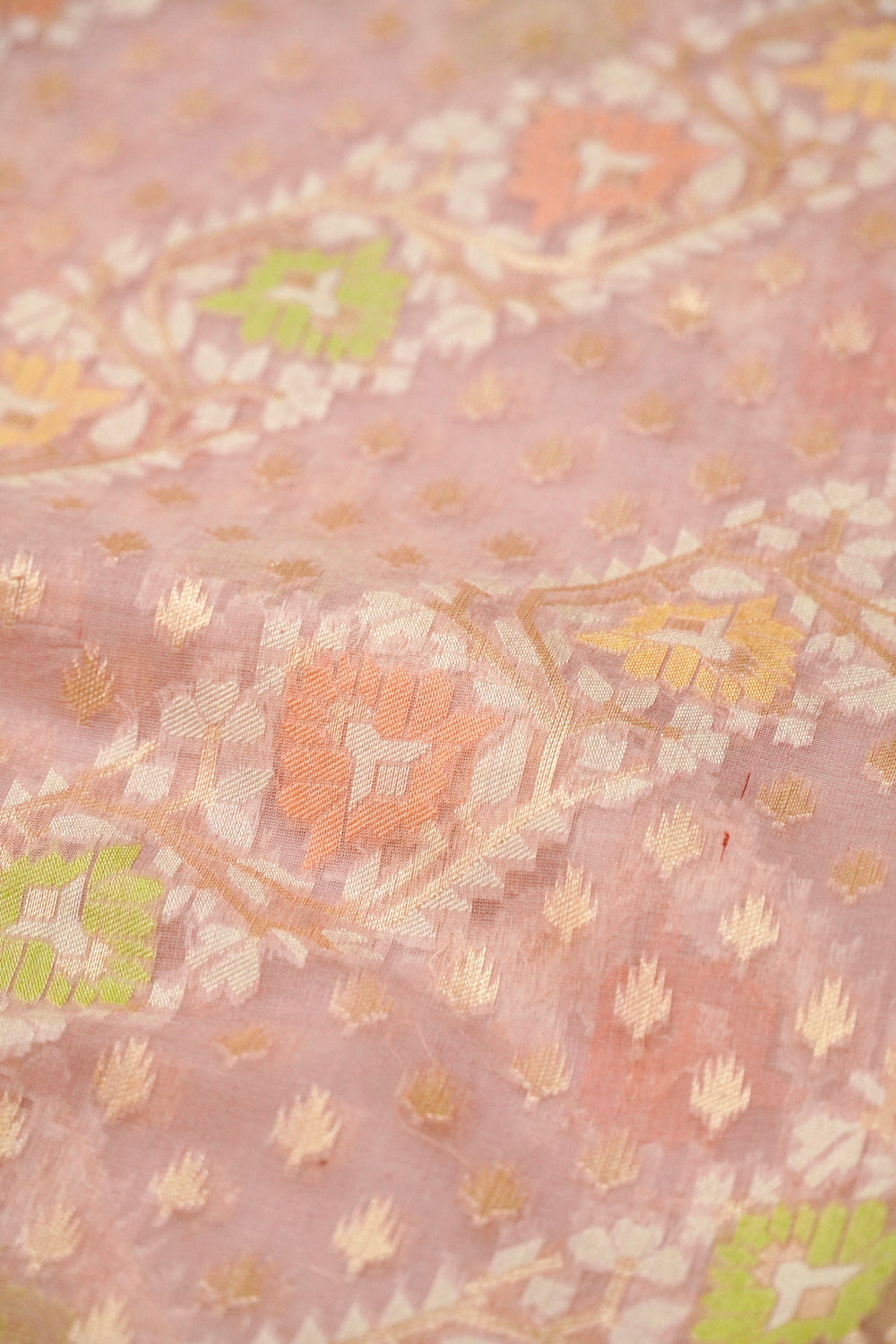 Handwoven Light Pink Kora Silk Saree