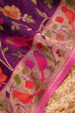 Handwoven Purple Banarasi Handloom Silk Saree