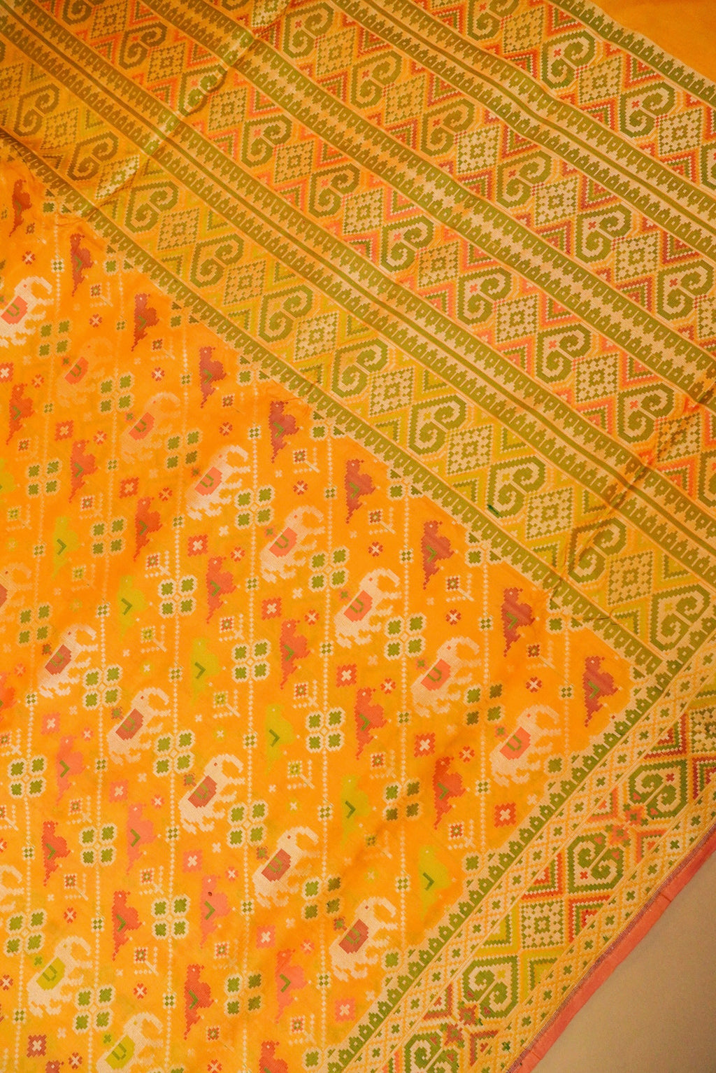 Handwoven Yellow Banarasi Patola Katan Silk Saree