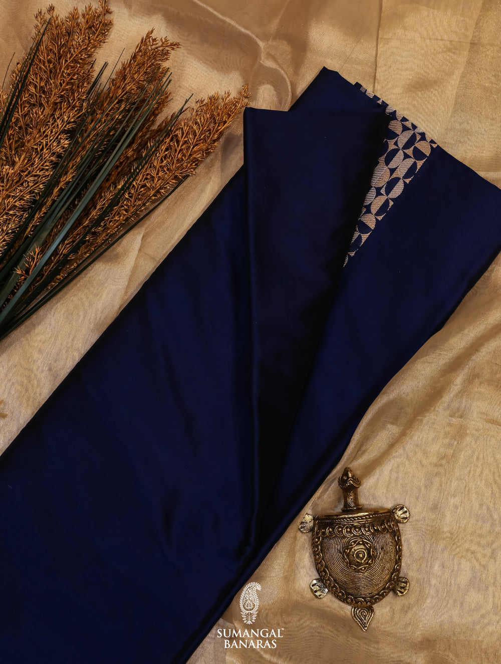 Handwoven Blue Banarasi Katan Silk Saree