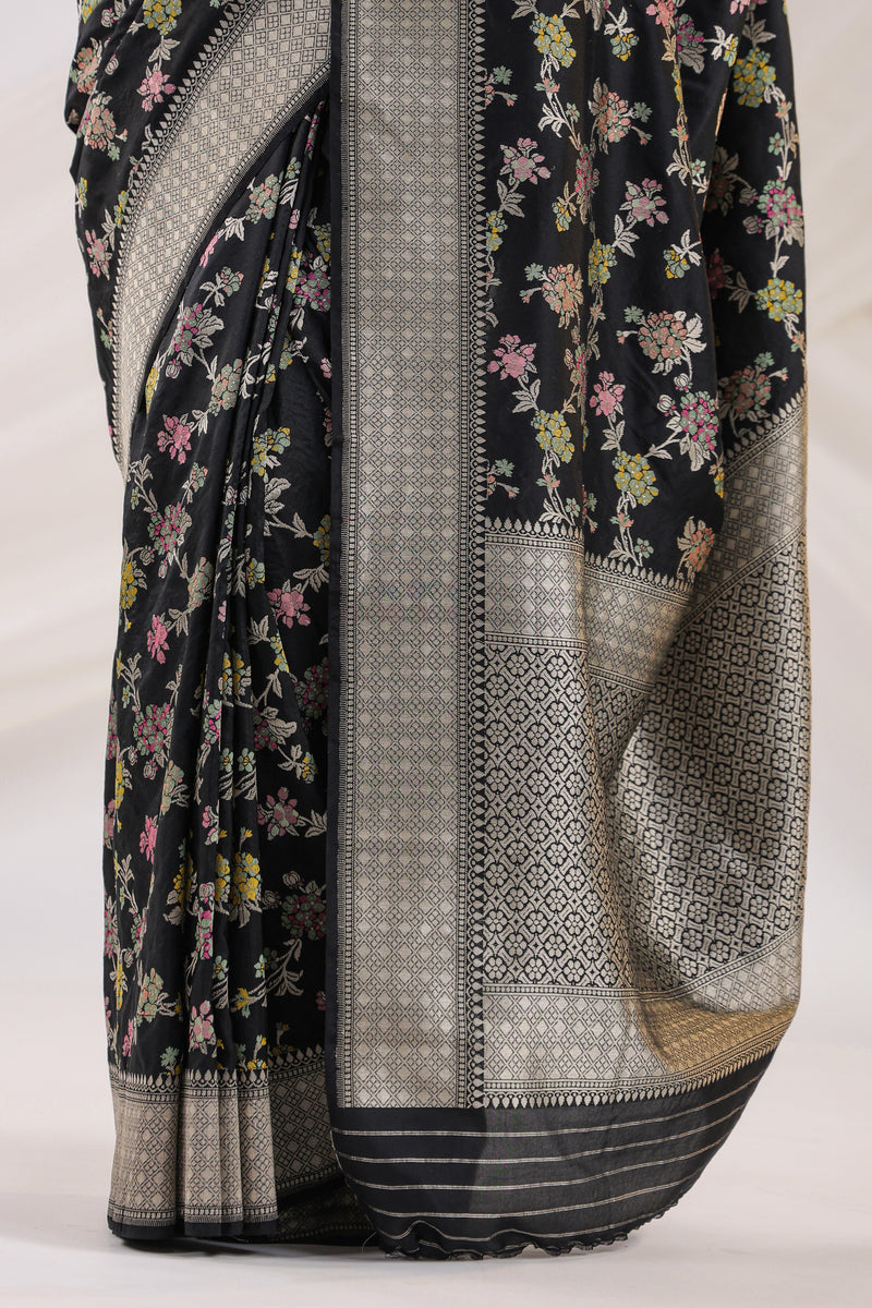 Handwoven Banarasi Black Katan Silk Saree