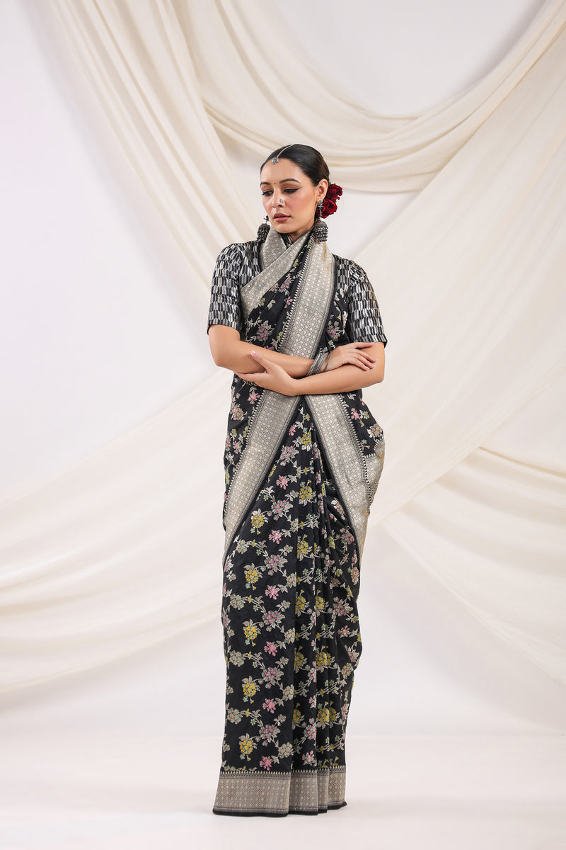 Handwoven Banarasi Black Katan Silk Saree